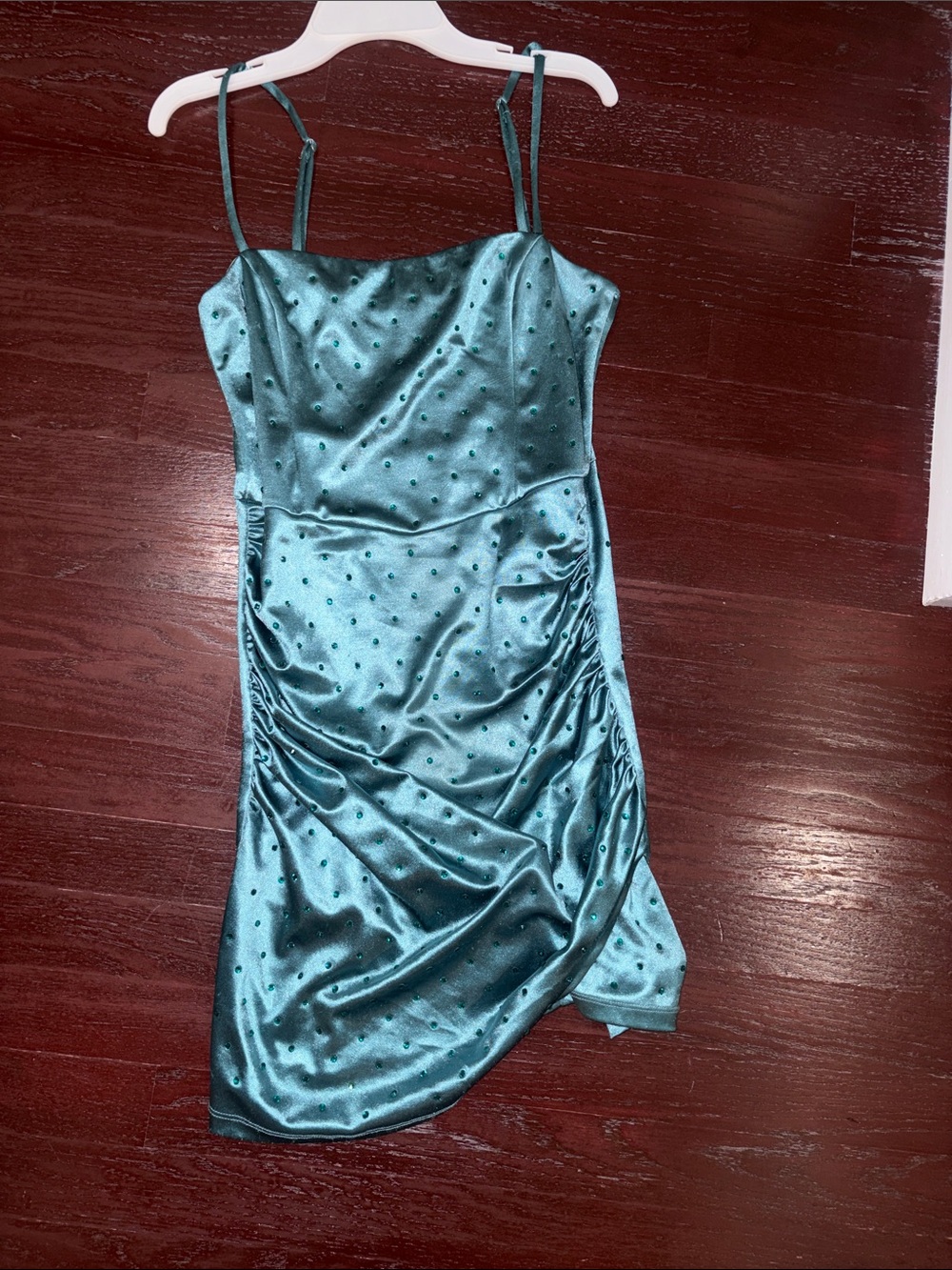 Windsor Teal Satin Spotted Slip Dress